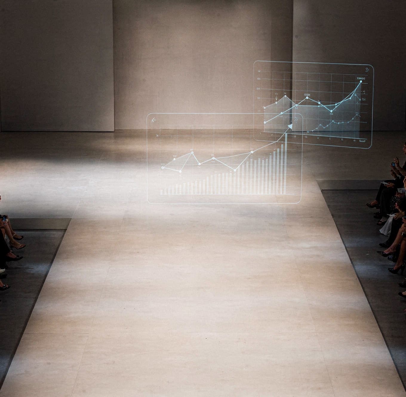 Runway image displaying holographic charts.